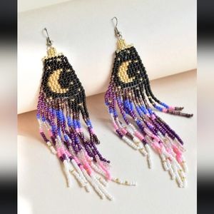 MOON Beaded Dangle Earrings